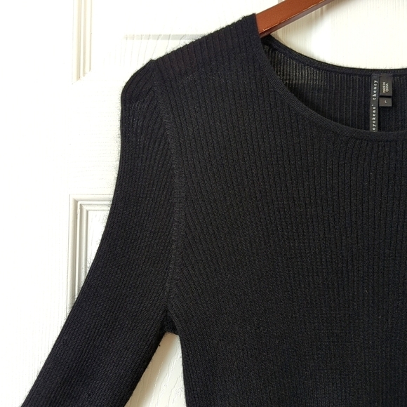 Theyskens' Theory Cashmere & Silk Lightweight Ribbed Knit Sweater Black Large - Picture 3 of 10